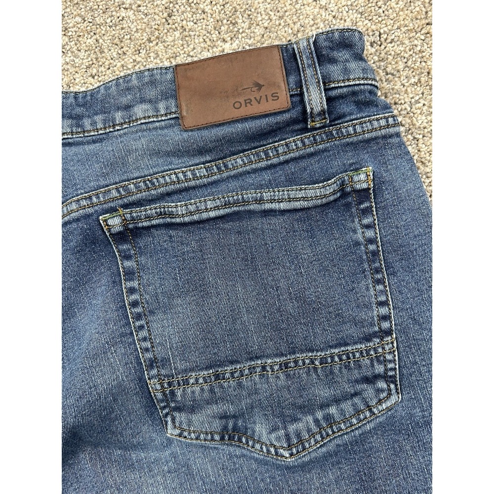 Orvis Mens 42x34 Blue Jeans Five Pocket Denim Pants Straight Leg #0260